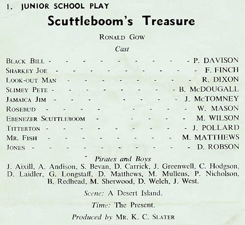 1957 - Scuttleboom's Treasure (cast list)