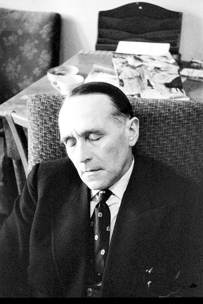 Alf Headley naps in the staff room